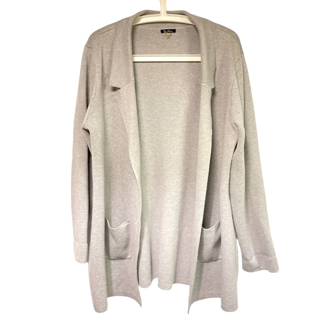 Vila Milano Gray Long Coatigan Sweater Cardigan jacket Cotton Blend XL